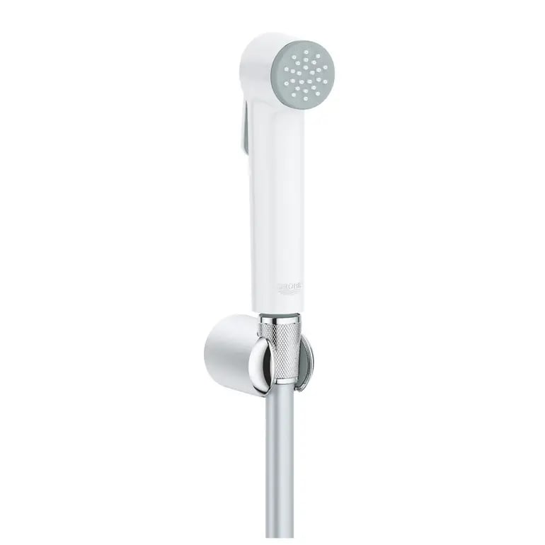طقم شطاف جروهي GROHE Tempesta-F رأس أبيض مع هوز رمادي بلاستيك