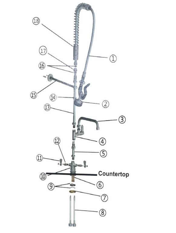 خلاط مجلى إيطالي احترافي للمطاعم والفنادق - صنبور مطبخ شاق الاستخدام (Heavy Duty)