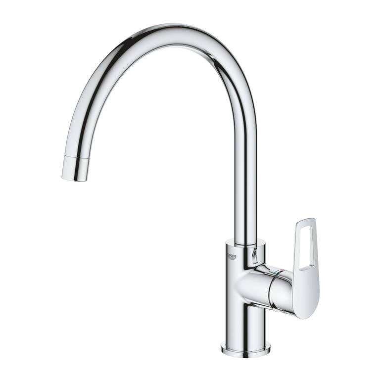 خلاط مجلى (مطبخ) بمسكة جانبية وفوهة عالية - كروم جروهي GROHE باو لوب