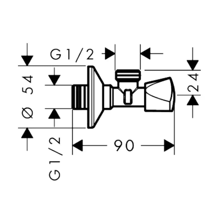 محبس زاوية هانز جروهي E كروم مقاس 1/2 بوصة | hansgrohe Angle Valve E 13903000