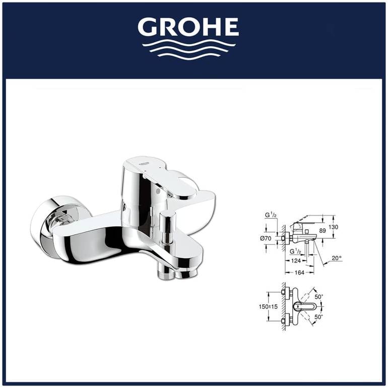 خلاط بانيو جروهي GROHE Get جداري بمحول - كروم