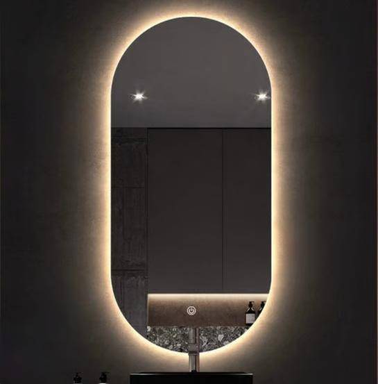 مرآة حمام LED طولية بإنارة خلفية مخفية – مقاس 120×60 سم