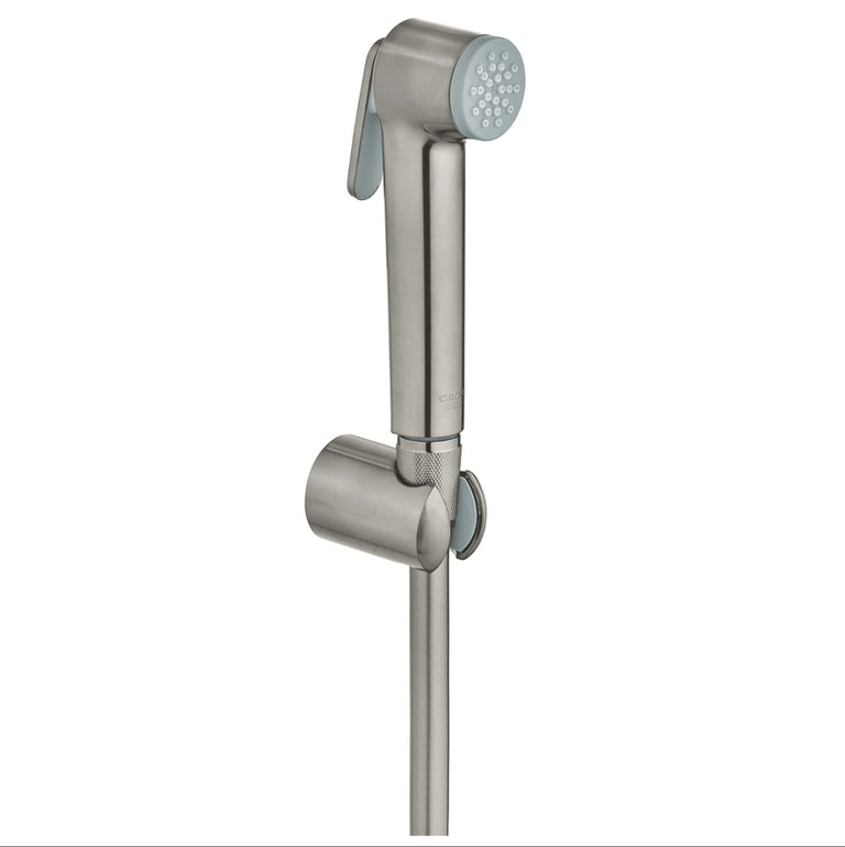 شطاف جروهي تمبيستا F استيل سوبر مع رشاش يدوي – GROHE Tempesta-F Wall Holder Set