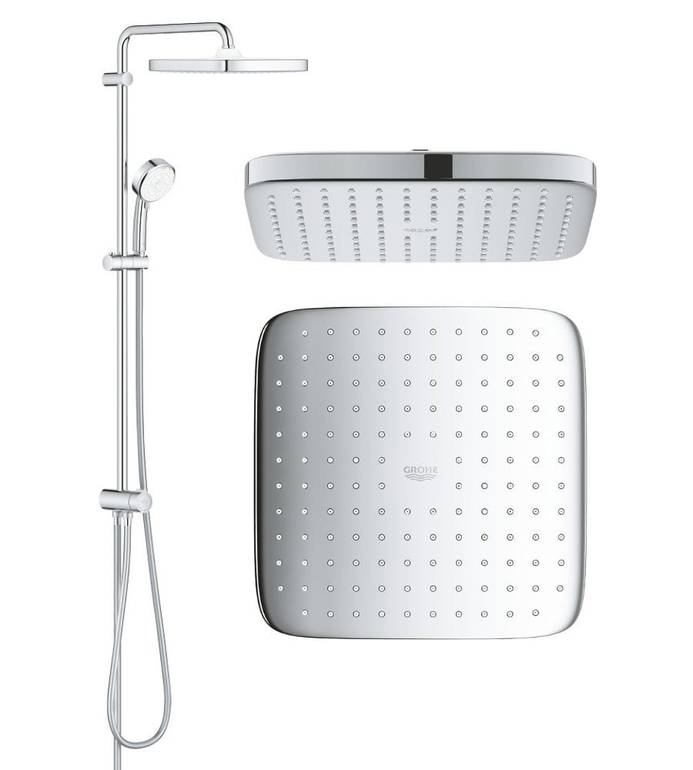 نظام دش جروهي (GROHE) تيمبيستا كوزموبوليتان 250 كيووب - طاسة مربعة 25 سم