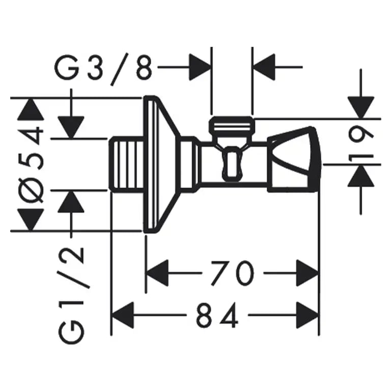 محبس زاوية هانز جروهي E بمقبض نجمة كروم مقاس 3/8 بوصة | hansgrohe Angle Valve E 13903000
