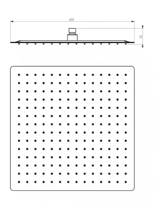 طاسة دش مطري مربعة كروم مقاس 40x40 سم - تغطية جامبو وتصميم فندقي