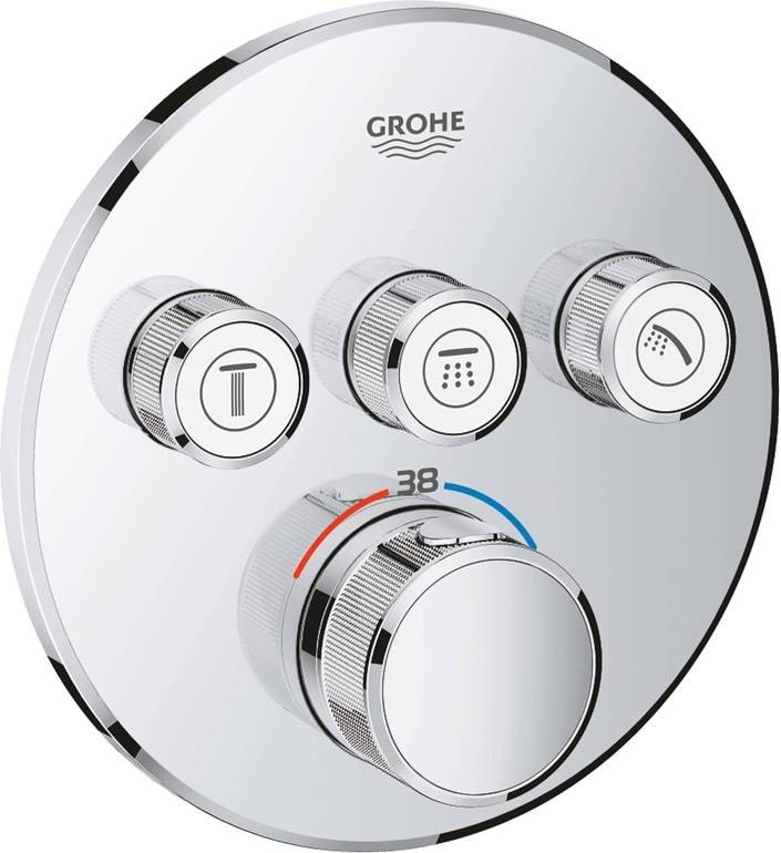 وجه خلاط دش جروهي ثيرموستات GROHE SmartControl دائري 3 مخارج - كروم