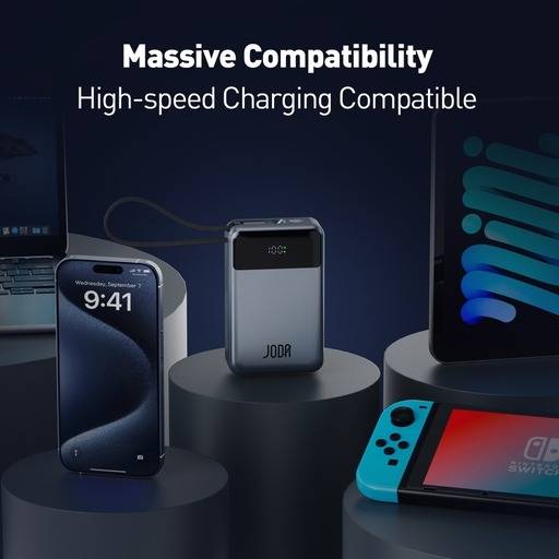 باوربانك 20000 ملي امبير  65 واط بمنفذ تايب سي ومنفذ USB مع سلك تايب سي مدمج جودا 