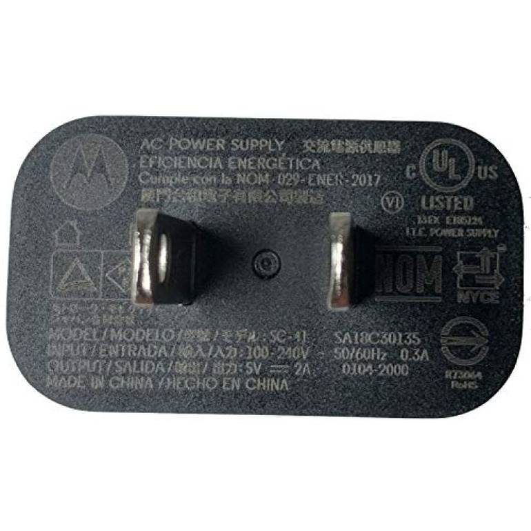 فيش جداري موتورولا USB بقوة 10 واط مع كابل مايكرو USB أسود