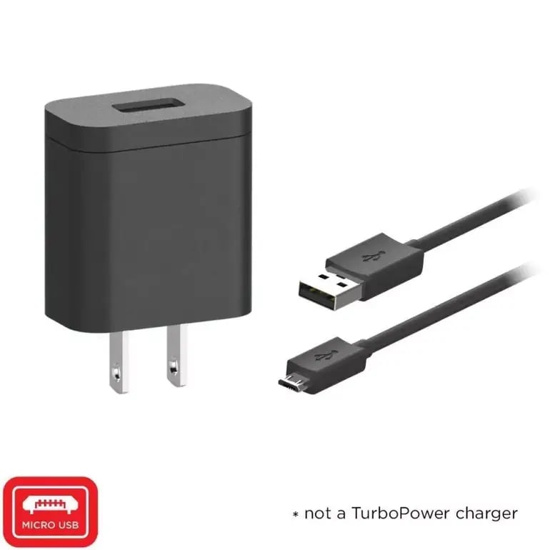 فيش جداري موتورولا USB بقوة 10 واط مع كابل مايكرو USB أسود