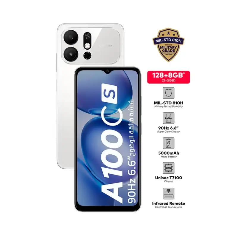 ايتل A100cs ذاكرة 128 جيجا 3+5 رام 4G أبيض