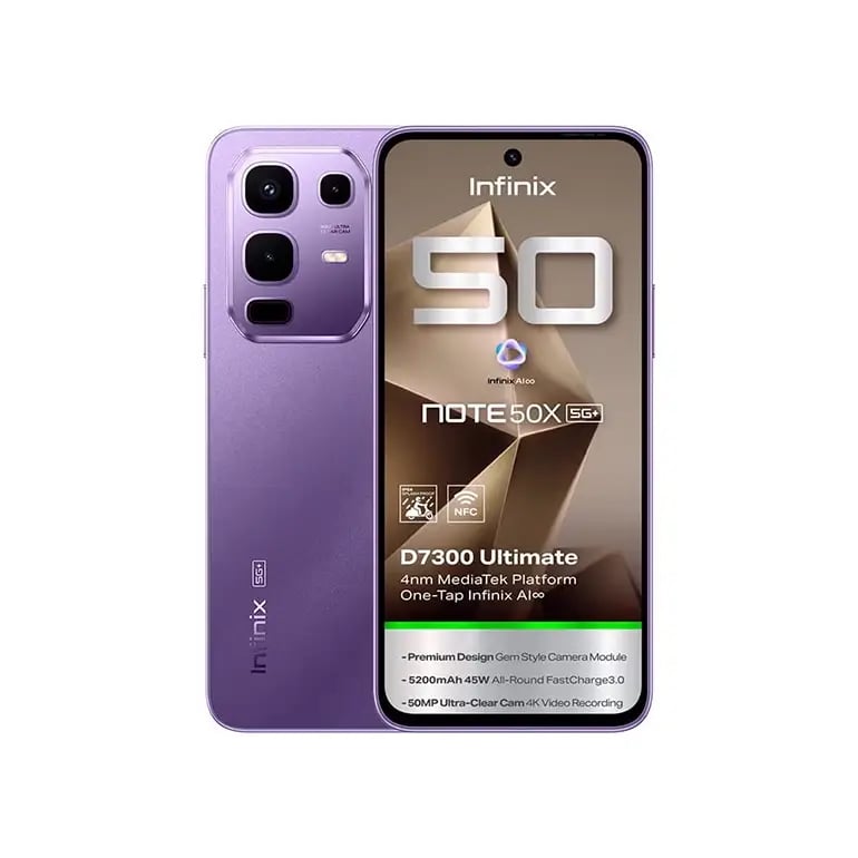 انفنكس نوت 50 X ذاكرة 256 جيجابايت 8 رام 5G بنفسجي