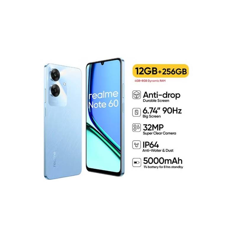 ريل مي نوت 60 ثنائي الشريحة 4 GB رام وذاكرة داخلية 256 GB يدعم 4G - أزرق فوياج