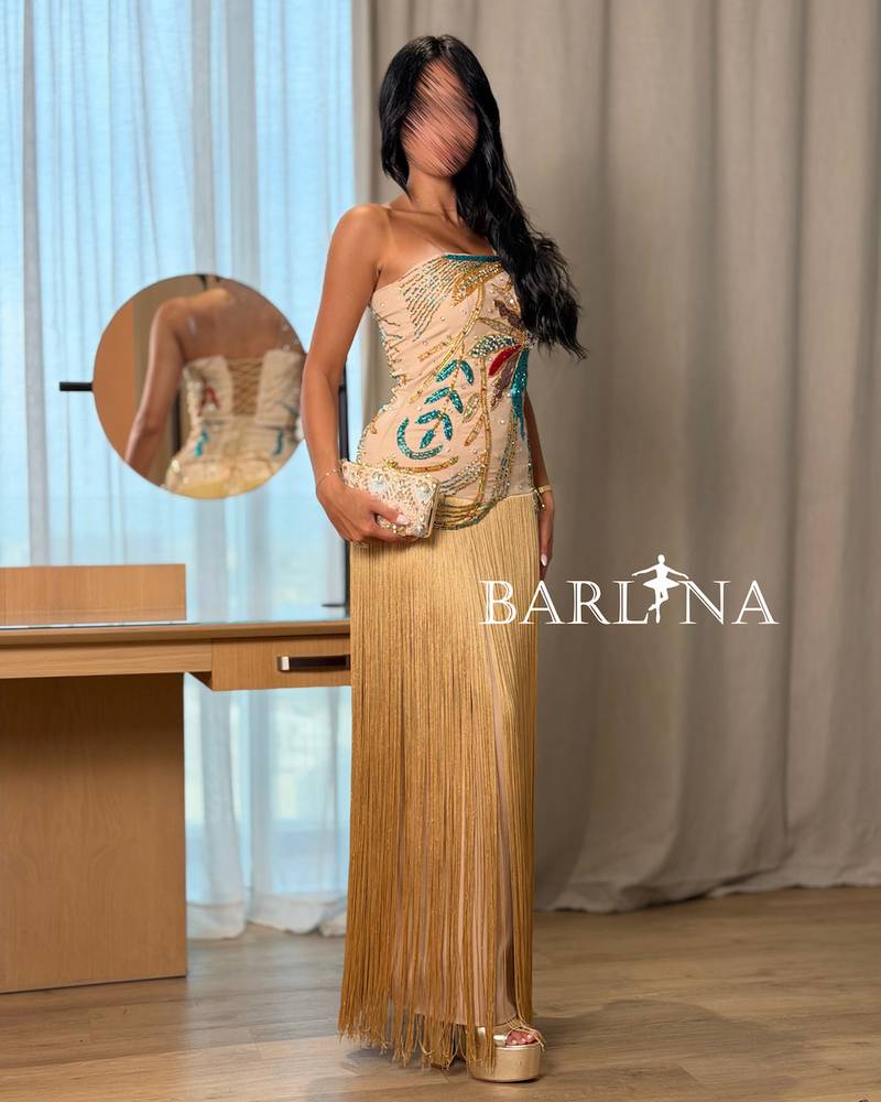 A dress with a luxurious design and colorful embroidery