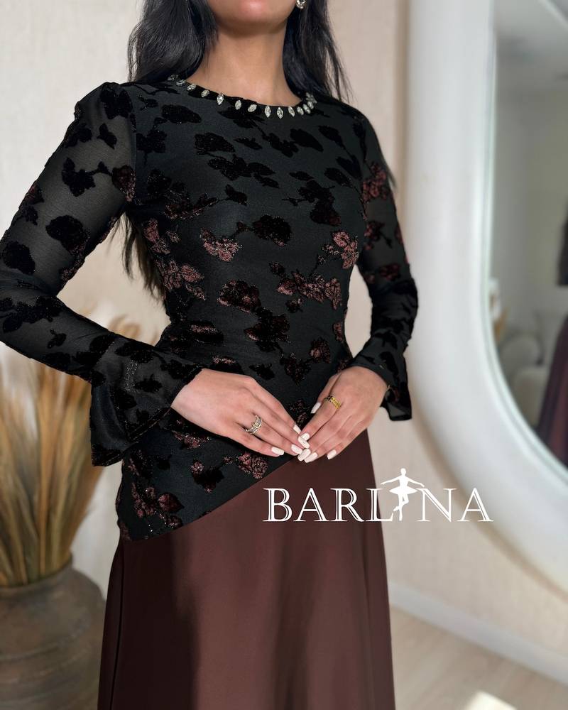 Black and brown asymmetrical dress