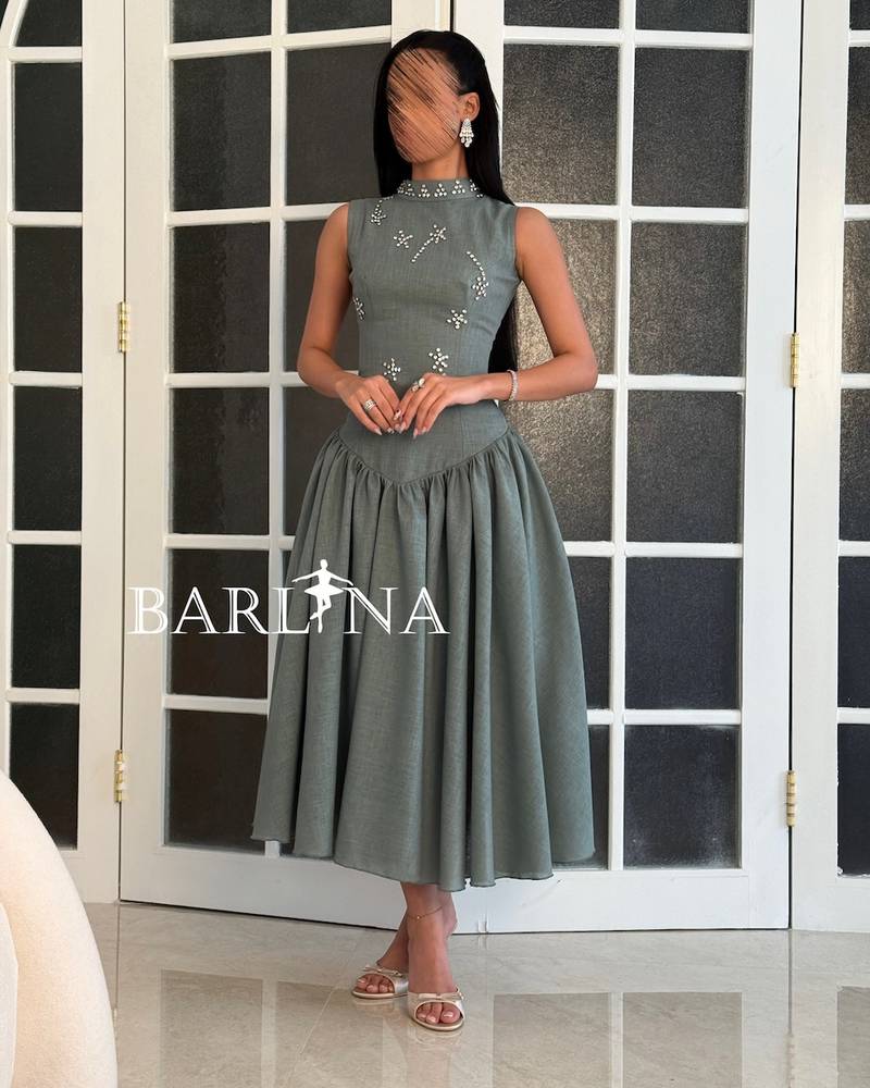 Tiffany midi dress with crystal embroidery