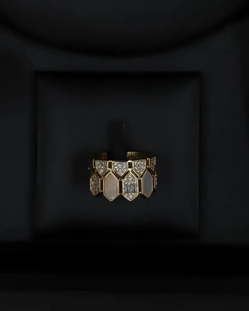 Luxury gold accessory set with a geometric design