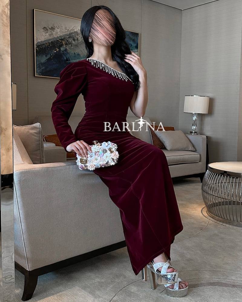 Oudi velvet dress with crystal details