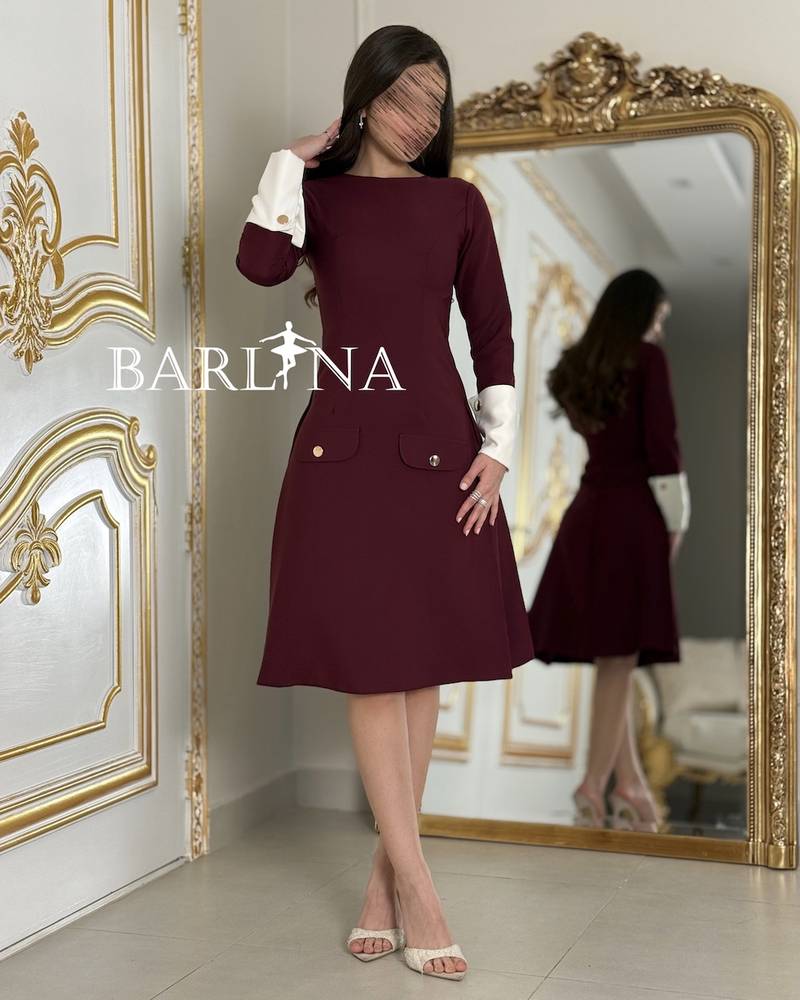 Classic short dress with long sleeves