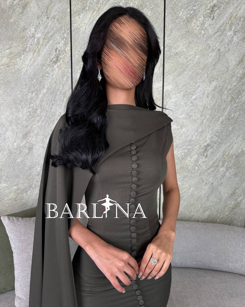 Elegant olive dress with front buttons