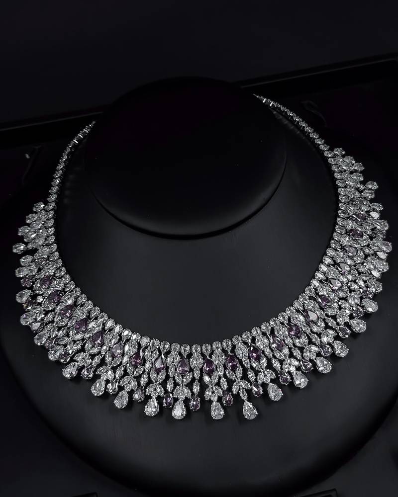 A luxurious accessory set adorned with purple details