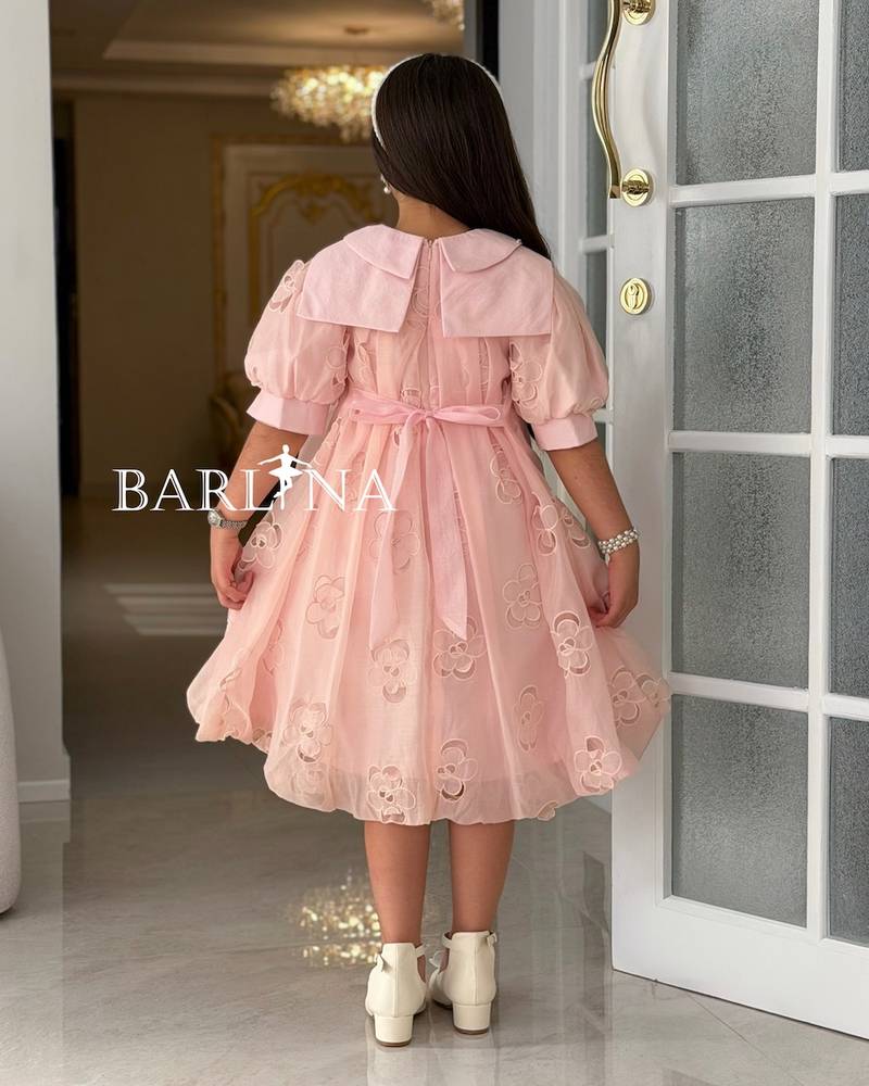 Girls' dress with medium puff sleeves