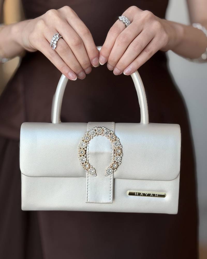 Handbag decorated with crystal details
