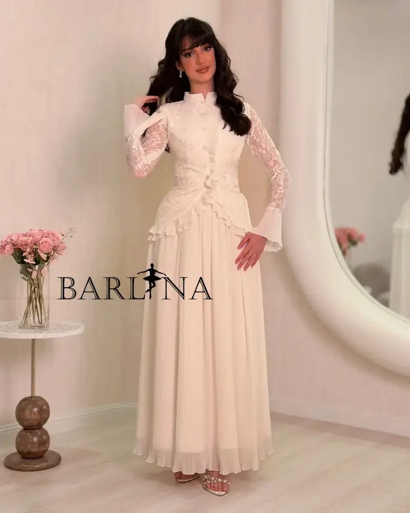 Off-white dress with a lace bodice