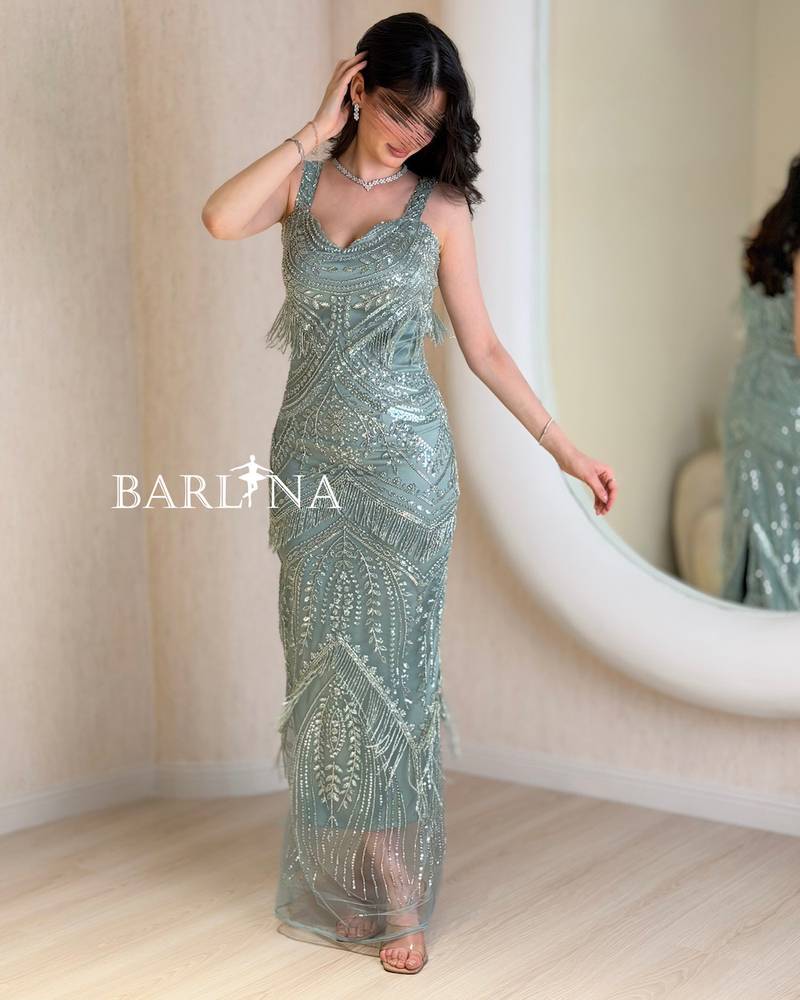 Tiffany sequined dress with a soft neckline