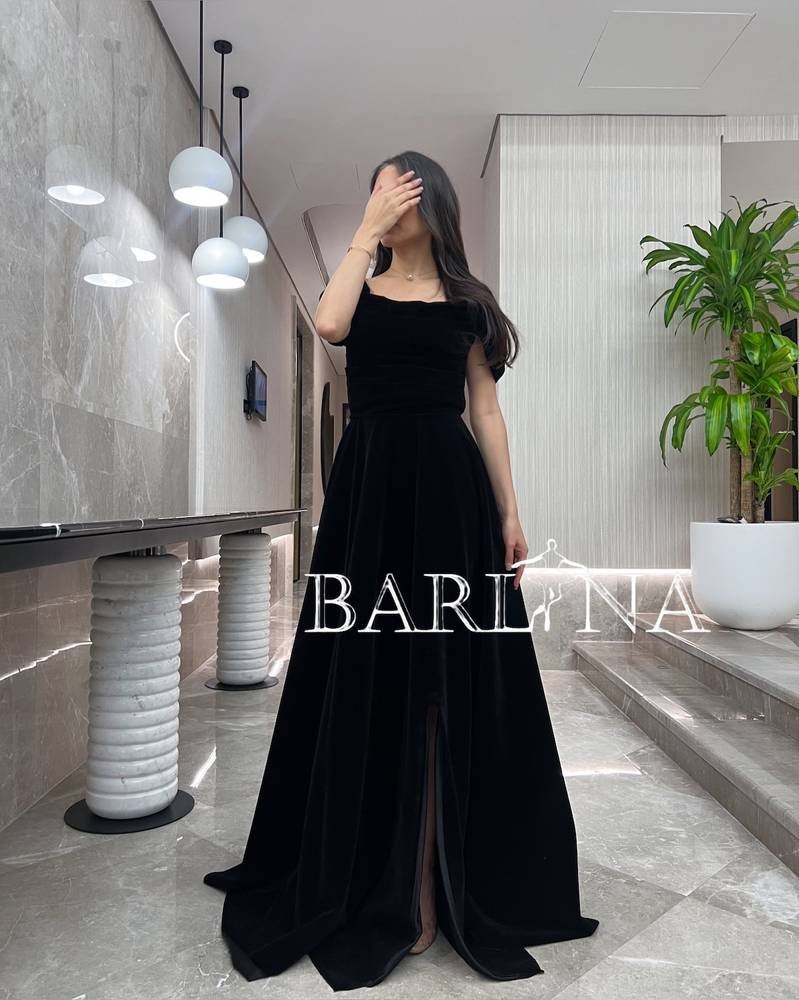Long black velvet dress