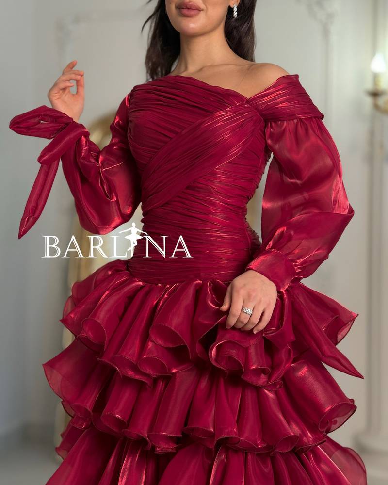 Bold design midi dress with layered ruffles