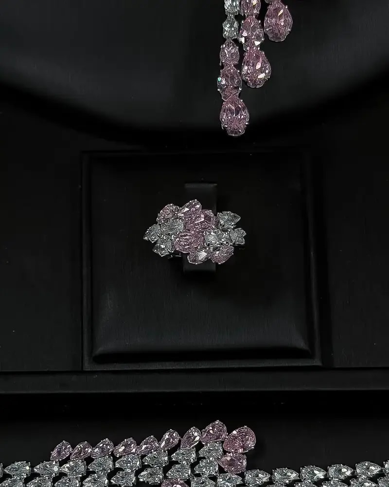 An accessory set adorned with elegant crystals and stones