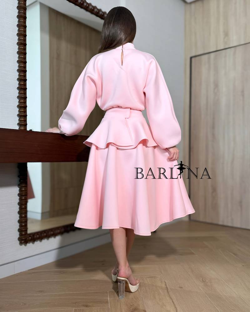 Pink set with long sleeves and high neck