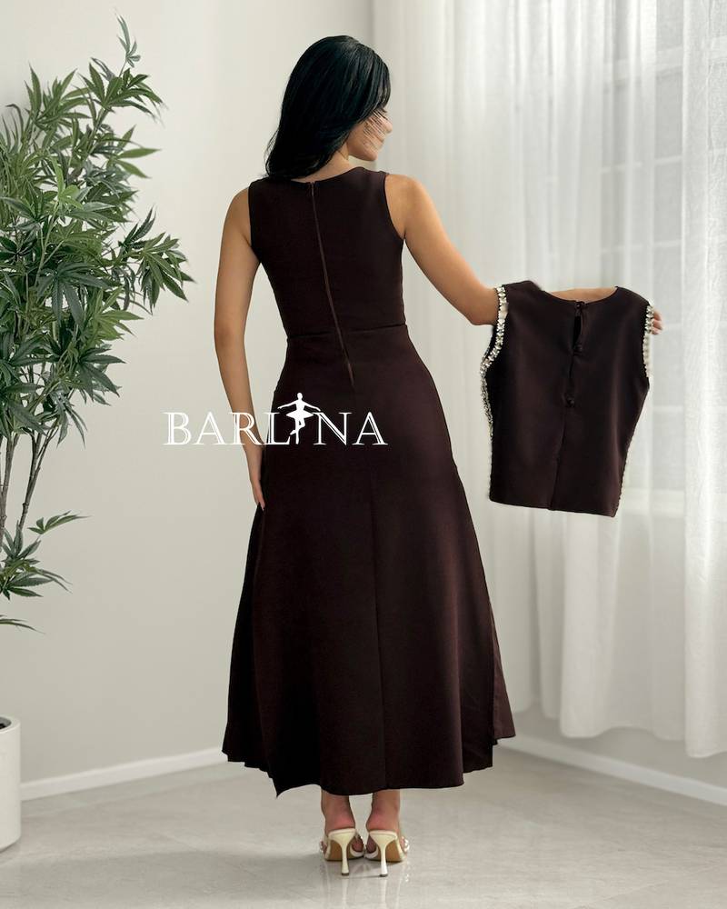 Soft brown sleeveless dress with side details