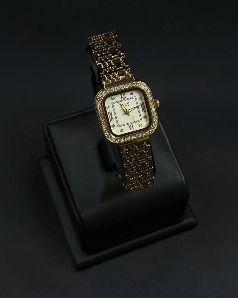 Classic women's wristwatch with a square frame