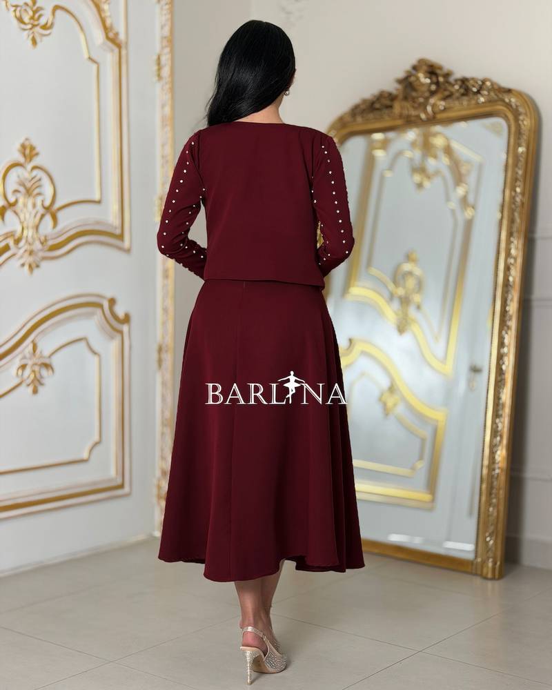 Elegant dress with a crystal-embellished jacket