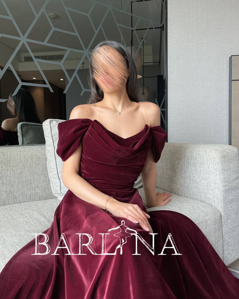 Long burgundy velvet dress