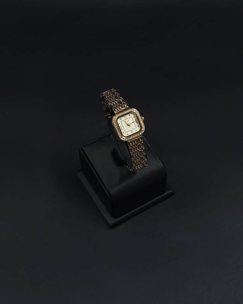 Classic women's wristwatch with a square frame