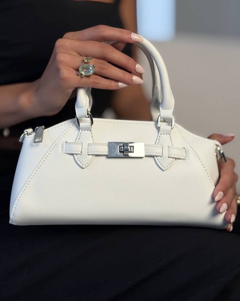 A handbag with a luxurious classic design and a metal clasp.