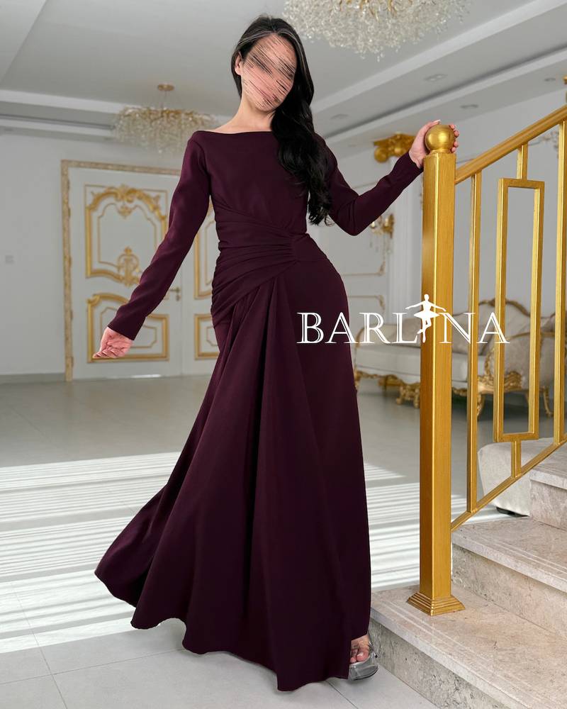 Soft, dark burgundy dress with long sleeves