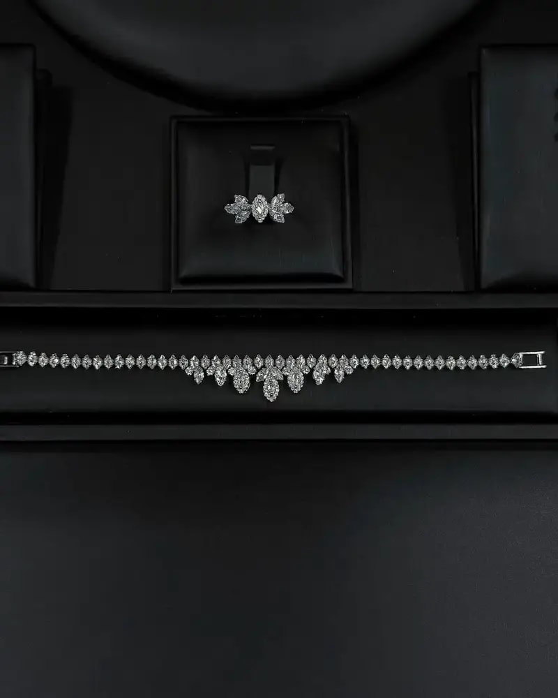 Elegant accessory set studded with sparkling crystals
