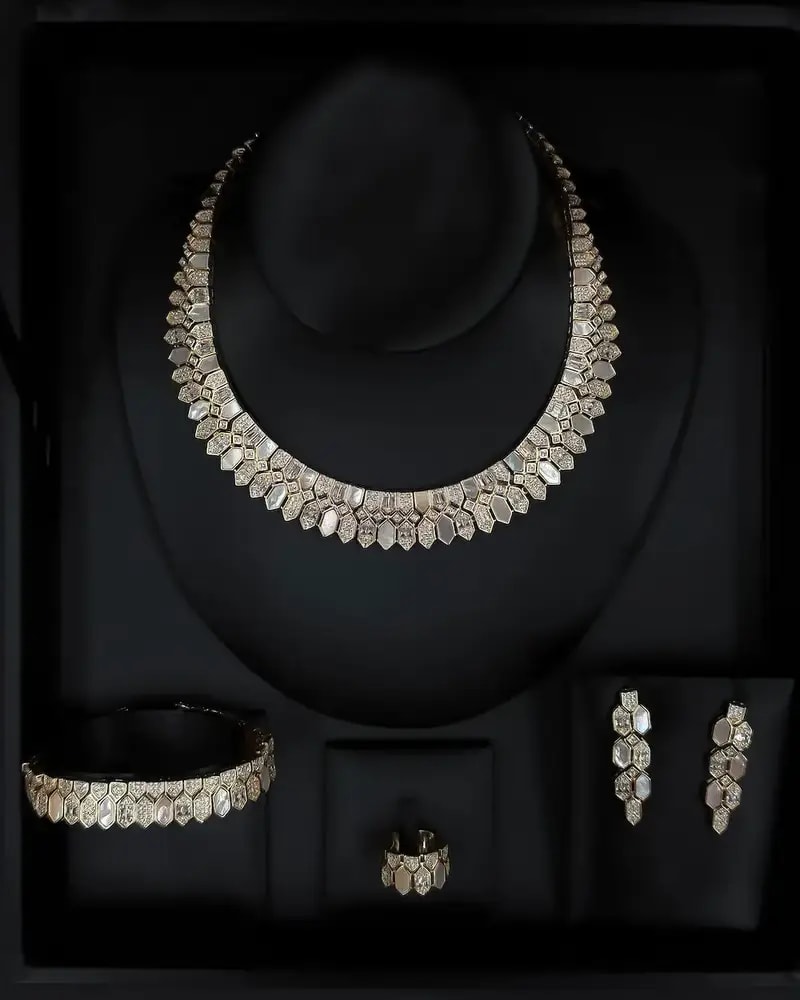 Luxury gold accessory set with a geometric design