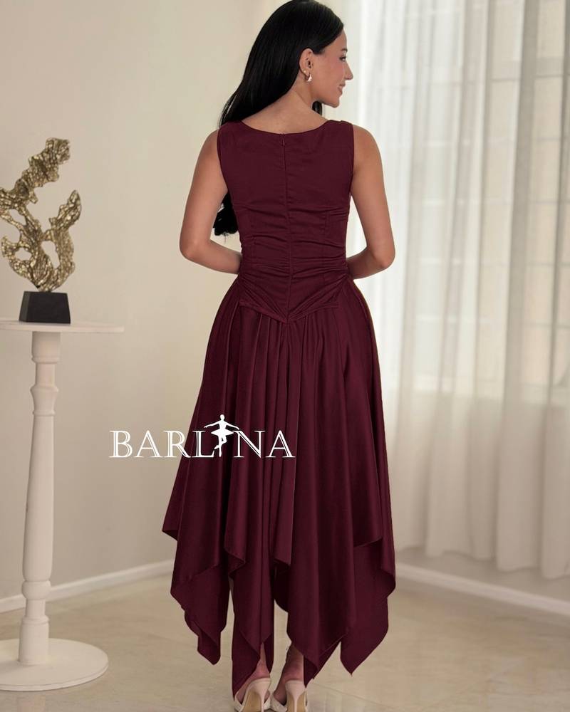 Burgundy corset dress with front tie