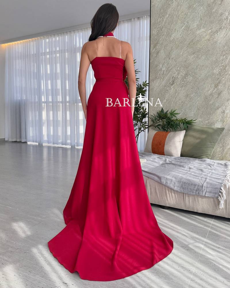 Classic red halter neck dress