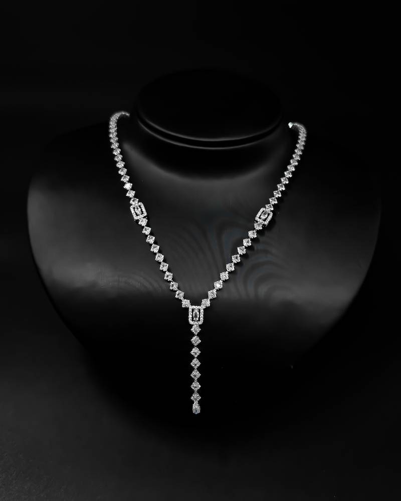 Elegant studded long pendant necklace accessory set