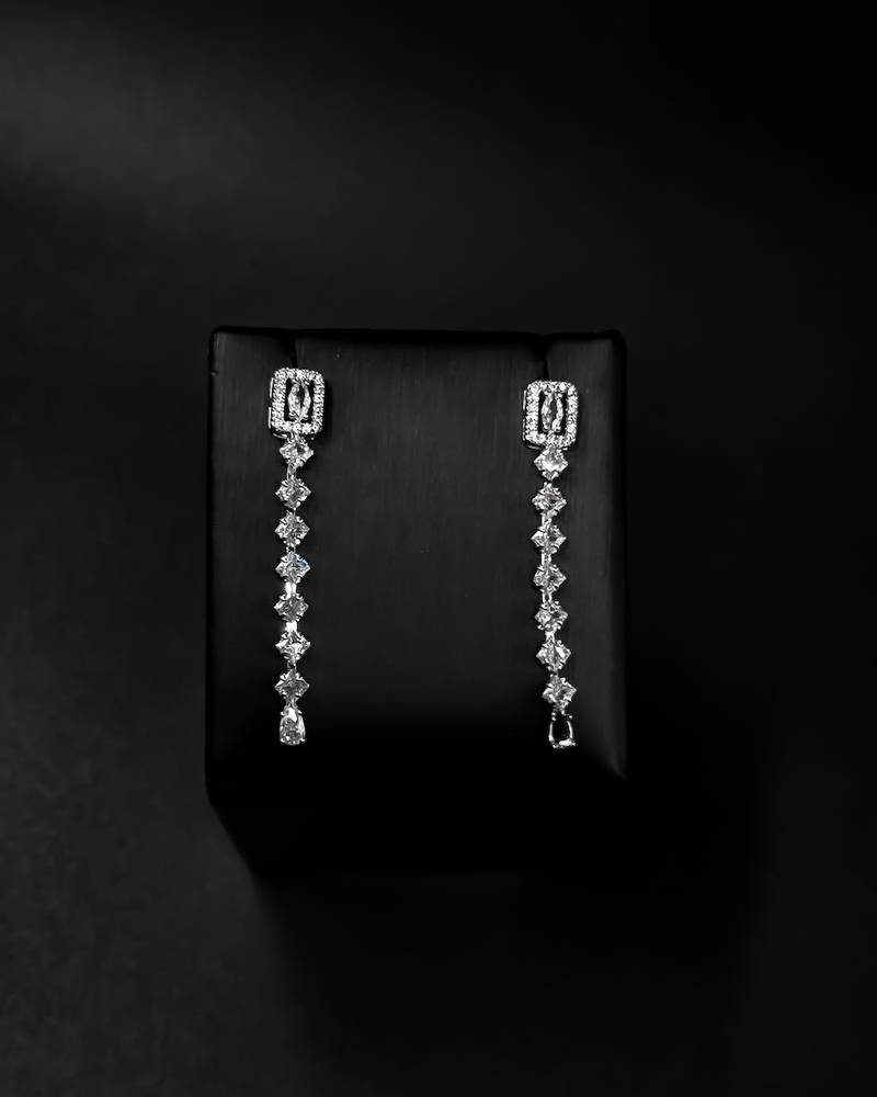 Elegant studded long pendant necklace accessory set