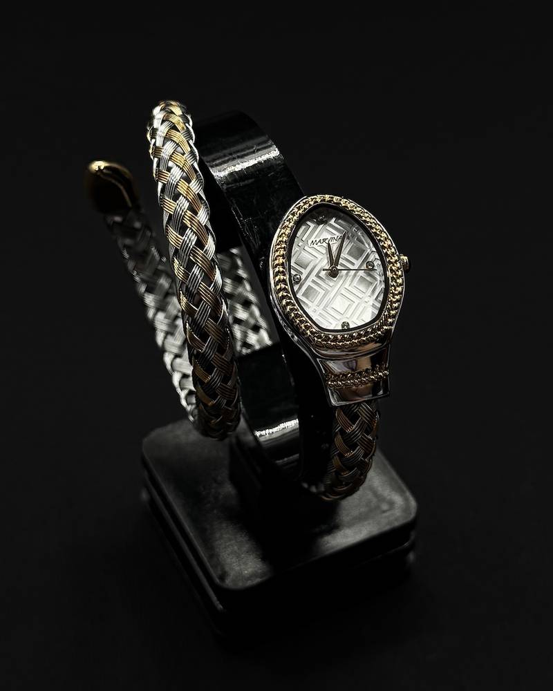 Women's watch with a twist design and braided bracelet