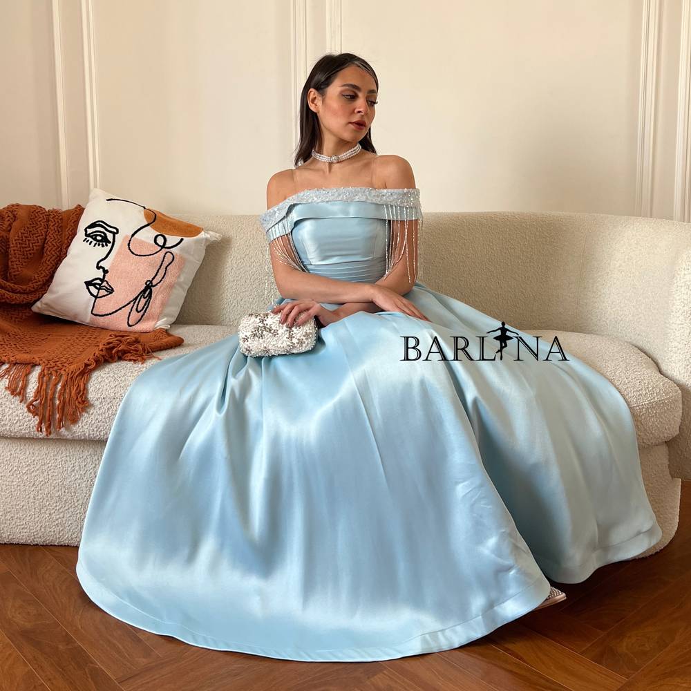 Blue dress decorated with beads