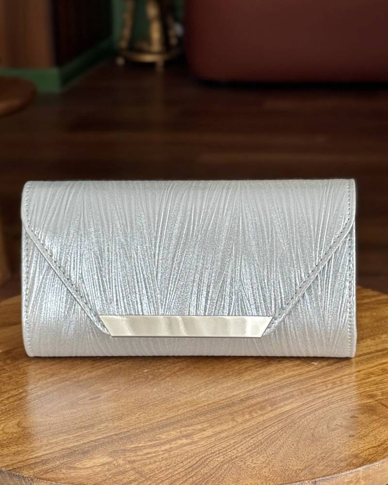 Clutch bag with a soft stripe pattern