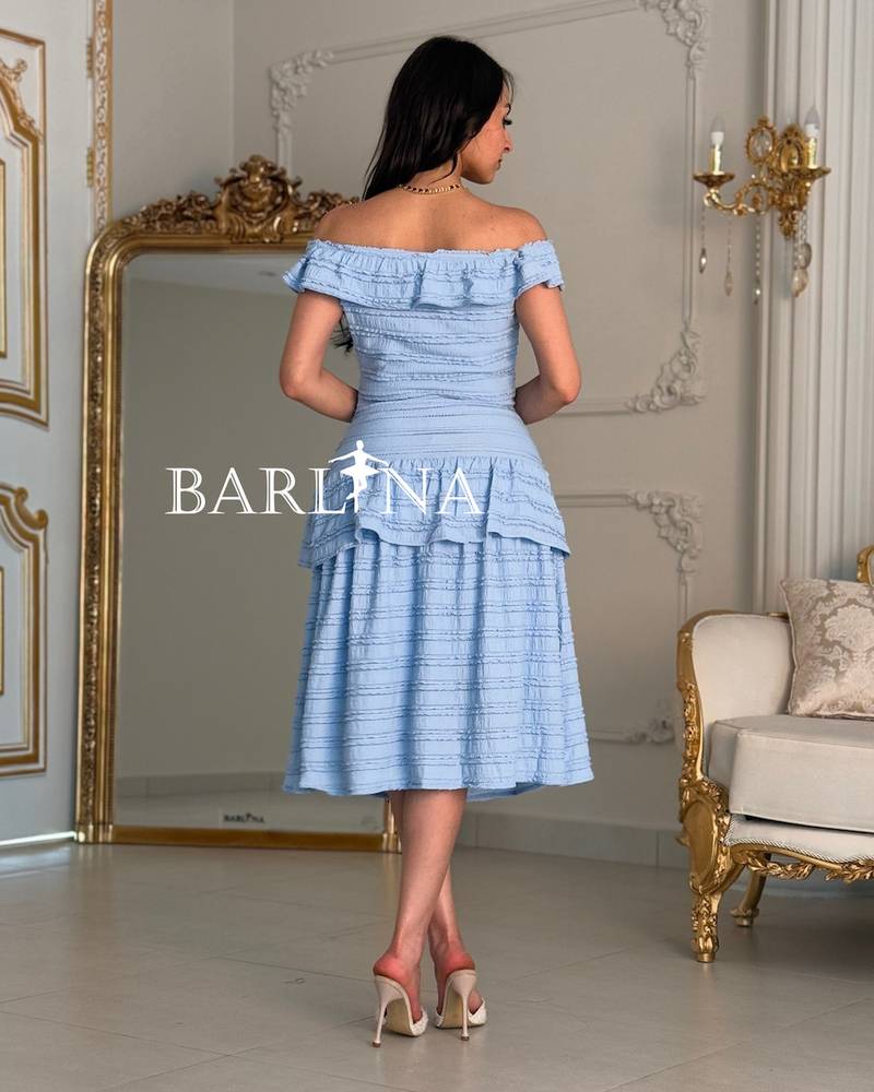  midi dress with soft layers